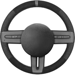 MEWANT Hand Stitch Black Leather Steering Wheel Cover Wrap for Ford Mustang 2005-2012 Car Steering Wheel Accessories for Ford Mustang
