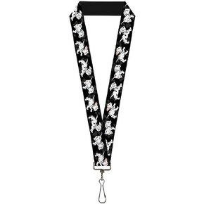 Buckle Down Lanyard-1.0-Dalmatians Running/Paws Black/Gray/White/bla