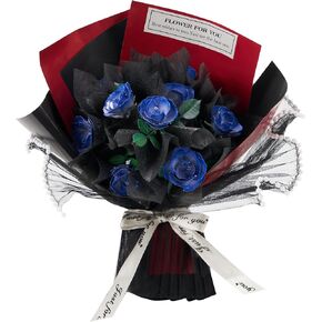 3d Metal Puzzles for Adults Small Blue Rose Bouquet of Flowers, 3d Flowers Bouquet Building Kits Set Crafts for Adults to Build, Botanical Collection Birthday Flowers Women Men Hobby Home Decor, 88pcs