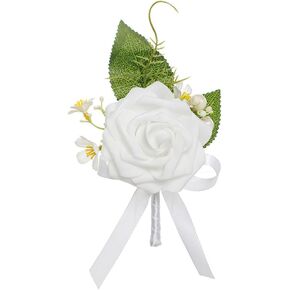 Dainty Boutonniere Satin Rose Flower Brooch Lapel Pins for Men Women Wedding Groom Groomsmen Bride Bridesmaid Artificial Flowers for Prom Homecoming Party Gift