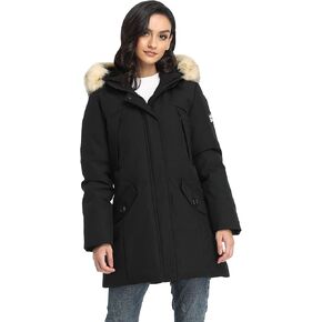 PUREMSX Winter Parkas for Women, Water Resistant Thick Warm Vegan Down Padded Jacket Coat XS-XXL