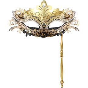 OIDEA Women's Masquerade Mask with Stick: Rhinestones Deecorations Mardi Gras Venetian Mask Carnival Party Costume Ball Mask in Kuwait