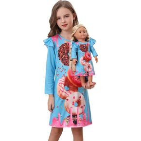 Bow Dream Toddler Girls Dress and Matching American Girl Clothes for Girls Party Birthday Cute Donuts