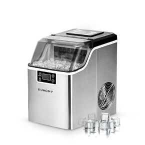 EUHOMY Ice Maker Machine Countertop, 2 Ways to Add Water,45Lbs/Day 24 Pcs Ready in 13 Mins, Self-Cleaning Portable Compact Ice Cube Maker with Ice Scoop & Basket, Perfect for Home/Kitchen/Office/Bar