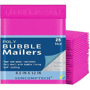 #2 Poly Bubble Mailers, 8.5 X 12, Pack of 25, Self Seal Waterproof Mailing Envelopes, Strong Adhesion Padded Shipping Bag, Usable Size 8.5 x 11 Inch (Black, 25 Pieces)