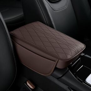 New Universal Car Center Console Cover with Side Pockets - Leather Armrest Cover, Waterproof Armrest Box Mat, Arm Rest Covering Car Interior Accessories Arm Rest Cushion for SUV/Truck/Vehicle (Black)
