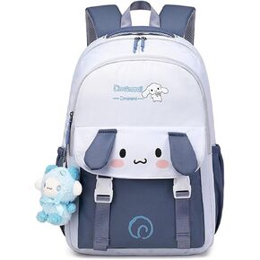 2pcs Cute Backpack for Women - Aesthetic Casual Daypack for Travel - 18 Inch Large Capacity Casual Daypack with Plush Pendant (PURPLE)
