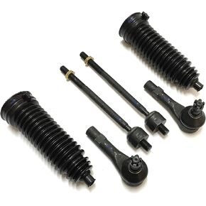 PartsW - 6 Pc Steering Kit Inner & Outer Tie Rod Ends With Gear Bellows