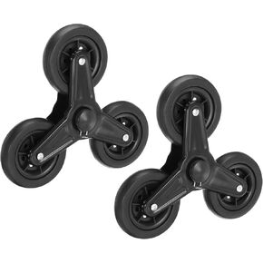 uxcell Stair Climbing Wheels Replacement 8 Inch, 2 Pack Rubber Foaming Shopping Cart Tri-Wheels Repair for Folding Rolling Laundry Grocery Cart, Black