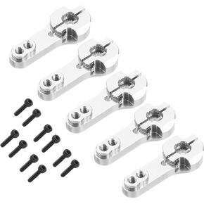 MECCANIXITY 10 Pcs Aluminum Servo Horn 25T Steering Arm 35mm Length Silver Suitable for DIY RC Car/Boat/Airplanes Boat Model Accessories with 2 Pcs Screws