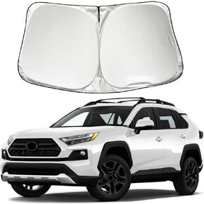 XHRING Car Windshield Sun Shade Sunshade Compatible with Toyota RAV4/RAV-4 LE XLE Premium Limited XSE Hybrid 2025 2024 2023 2022 2021 2020 2019 Accessories, Foldable Car Front Window Sun Visor Shield