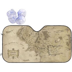 Car Windshield Sunshade - Middle Earth Map Pattern, Sun Visor Protector Blocks UV Rays Universal Auto Accessories Keep Your Vehicle Cool for Car Truck or SUV - Medium