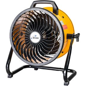 iLiving 12" Rechargeable Battery Operated Camping Floor Fan, High Velocity Portable Outdoor Fan with Metal Blade, With Built-in Lithium Battery for Whole Day Usage, 12 Inches, Military Green