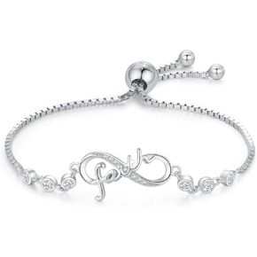 Faith/Jesus Bracelet for Women 925 Sterling Silver Infinity Love Adjustable Bracelets Christian Religious Bracelet Jewelry Birthday Graduation Gifts for Friend Her Daughter