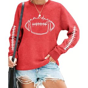 Game Day Football Sweatshirt Women Cute Graphic Funny Sunday Casual Long Sleeve Crewneck Pullover Top