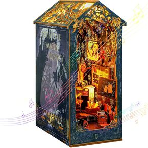 مجموعة زوايا الكتب DIY من KKUYT، مجموعة كتب مصغرة مع ضوء مستشعر وموسيقى، نهايات كتب مجمعة بشكل إبداعي لغز خشبي ثلاثي الأبعاد لديكور رف زاوية الكتب، هدايا العيد للبالغين والمراهقين in Kuwait