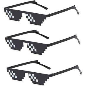 Alvogimor 3 Pack Thug Life Sunglasses,Men Women Pixel Mosaic Glasses, MLG Shades for Photo Props or Halloween Cosplay