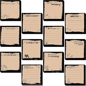 Pasimy 12 Pcs Inspirational Sticky Notes 3 x 3 Inch Motivational Fun Cute Sticky Notes Kraft Appreciation Note Pads Positive Stick Pads Self Sticky Memo Pads Gift for Office Supplies, 50 Sheets Each