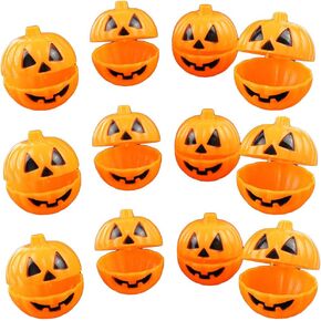 TINKSKY Plastic Pumpkin Shaped Storage Box Case Container Halloween Mini Gift Holder Props 12pcs (Yellow)
