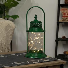 Alpine Corporation KIY318GN-TM Metal & Glass Lantern, Green