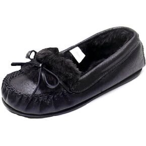 Real Fancy Women's Glitter Moccasin Slipper Faux Fur Lined Winter Slip On Loafer House Shoes