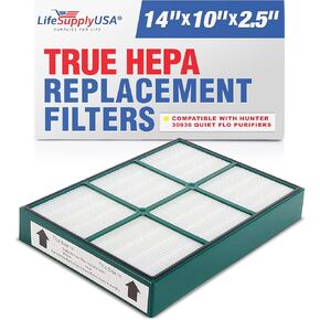LifeSupplyUSA HEPAtech Filter Replacement Compatible with Hunter 30936 Quiet Flo Air Purifiers 30058 30085 30090 30095 30105 30117 30119 30130 36095 36117 36127 37090 30999