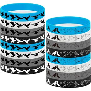 24PCS Pigeon Silicone Bracelets Party Favors -Bird Themed Rubber Bracelet Party Supplies Decorations Birthday Baby Shower Party
