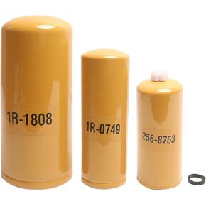 1R-1808 1R-0749 256-8753 Filter Kit (Set of 3), Fuel Filter/Oil Filter/Fuel Water Separator for Caterpillar Cat Engine, for Most 3406, C10, C11, C12, C13, C15, C16