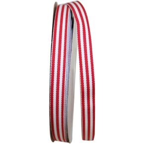 3/8" Royal Blue & White Taffy Striped Grosgrain Ribbon - 20 Yards - USA | American Made