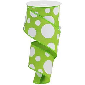 Giant Two Size Polka Dot Wired Edge Ribbon - 10 Yards (Red, White, 2.5 Inch)