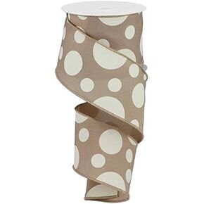 Giant Two Size Polka Dot Wired Edge Ribbon - 10 Yards (Red, White, 2.5 Inch)