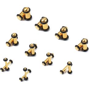 8 Pairs(6.5mm-10mm)/ 10 Pairs(1.6-6mm) Stainless Steel Ear Stretching Kit with 4PCS O-Rings/Pair,Full Size 0.5mm increments Ear Gauges Tunnels Plugs,Black Silver Gold Body Piercing for women men