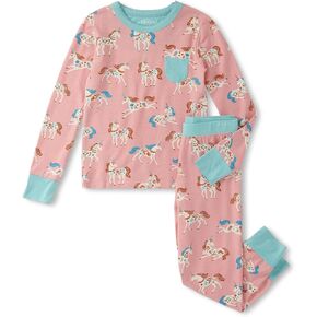Hatley Girls' Folksy Unicorn Bamboo Pajama Set (Toddler/Little Big Kid)