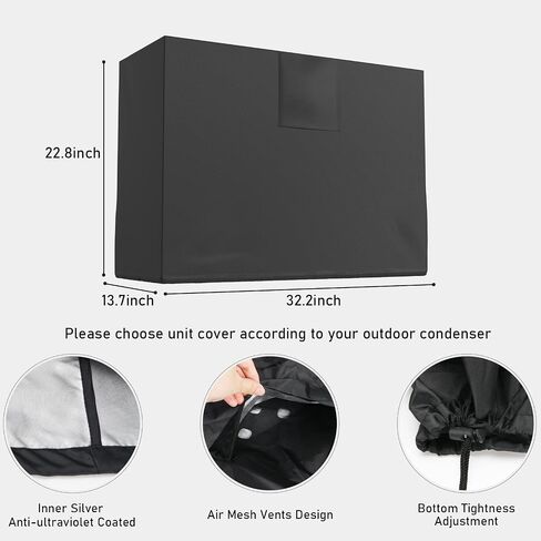 GUEQUITLEX Mini Split Air Conditioner Covers for Outside Compressor 37.8 x 16.5 x 32.6 inches AC Condenser Cover with Vent Hole Waterproof Mini Split Covers for Outside Units in Kuwait