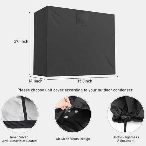 GUEQUITLEX Mini Split Air Conditioner Covers for Outside Compressor 37.8 x 16.5 x 32.6 inches AC Condenser Cover with Vent Hole Waterproof Mini Split Covers for Outside Units in Kuwait