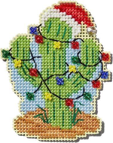 Mill Hill Christmas Cactus Beaded Counted Cross Stitch Ornament Kit 2024 Winter Holiday MH182435, 3" x 3", Multi in Saudi Arabia