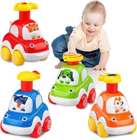 4 PCS Inertia Animal Car for 1 Year Old Boy and Girl|Toddler Toys Age 1-2|1 Year Old Boy Gifts for 1st Birthday|Baby Toys 12-18 Months in Saudi Arabia