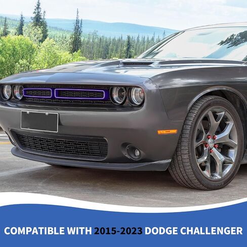 Front Grille Inserts Grill Guard Compatible with 2015-2024 Dodge Challenger Exterior Accessories, Purple in Saudi Arabia