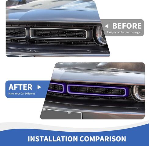 Front Grille Inserts Grill Guard Compatible with 2015-2024 Dodge Challenger Exterior Accessories, Purple in Saudi Arabia