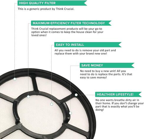 Think Crucial Replacement Vacuum Filters Compatible with Black & Decker Part # BDASV102 & Models Air Swivel Pre Filter Part, Fits Vacuum Cleaner - Bulk (1 Pack) in Kuwait