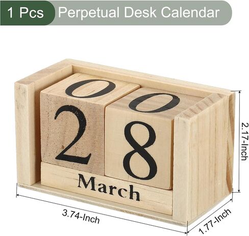 YOKIVE Wooden Block Perpetual Calendar for Desk, Wood Month Date Display Blocks, Great for Daily Desktop Shop Bar Desk Decor (Brown) in Saudi Arabia