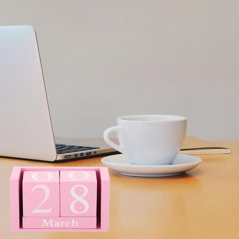 YOKIVE Wooden Block Perpetual Calendar for Desk, Wood Month Date Display Blocks, Great for Daily Desktop Shop Bar Desk Decor (Brown) in Saudi Arabia