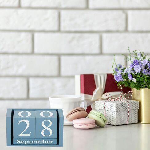 YOKIVE Wooden Block Perpetual Calendar for Desk, Wood Month Date Display Blocks, Great for Daily Desktop Shop Bar Desk Decor (Brown) in Saudi Arabia
