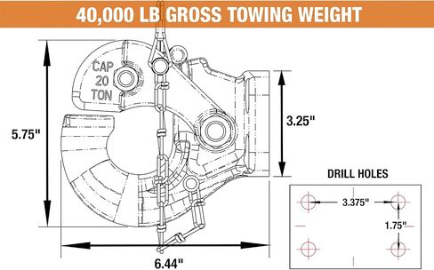 Buyers Products 10042 20 Ton Pintle Hook W/Mounting Kit, MGTW 40,000 Lbs Pintle Hitch, 8,000 Lbs MVL in Saudi Arabia