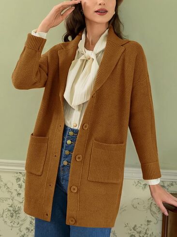 Belle Poque Womens Open Front Cable Knit Cardigan Sweaters 2024 Fall Long Sleeve Button Down Chunky Outwear with Pockets in Saudi Arabia