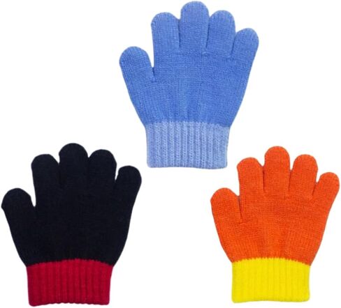 3 Pieces Toddler Gloves Kids Full Fingers Knitted Gloves Warm Mitten Winter Favor for Little Boys and Girls 3-5T in Saudi Arabia