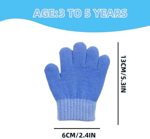 3 Pieces Toddler Gloves Kids Full Fingers Knitted Gloves Warm Mitten Winter Favor for Little Boys and Girls 3-5T in Saudi Arabia