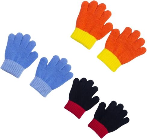 3 Pieces Toddler Gloves Kids Full Fingers Knitted Gloves Warm Mitten Winter Favor for Little Boys and Girls 3-5T in Saudi Arabia