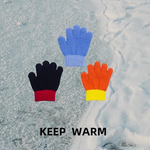 3 Pieces Toddler Gloves Kids Full Fingers Knitted Gloves Warm Mitten Winter Favor for Little Boys and Girls 3-5T in Saudi Arabia