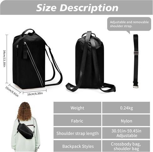 Small Gym Bag, Stylish Compact Sports Bag, Mini Duffle Bag, Nylon Crossbody Bags for Women Men, Weekender Bags, Suitable For Gym Work Fitness Yoga Travel 3 in 1 Sling Bags (Black) in Saudi Arabia